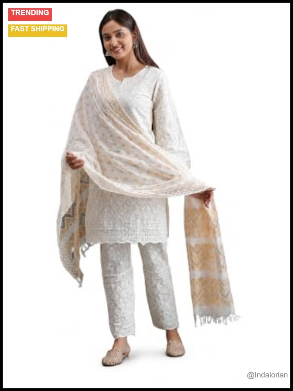 Chikankari Kurti Set for Women Cotton Salwar Kameez Indian Ethnic Suit